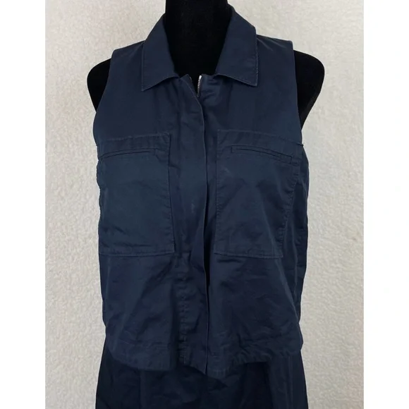 THEORY • Navy Blue Gemine Sleeveless Tiered A-Line Mini Dress, 4 - Picture 8 of 16